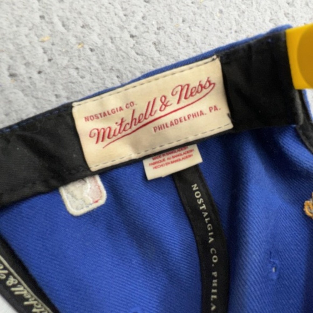 Golden State Warriors Hat Cap Snap Back Blue Yellow NBA Basketball Mitchell Ness - Picture 4 of 15